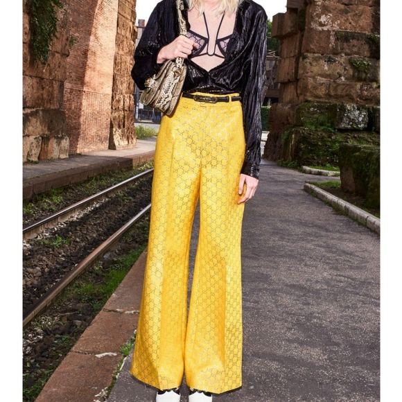 Gucci Pants - Gucci GG lame' wide luxury wool pants